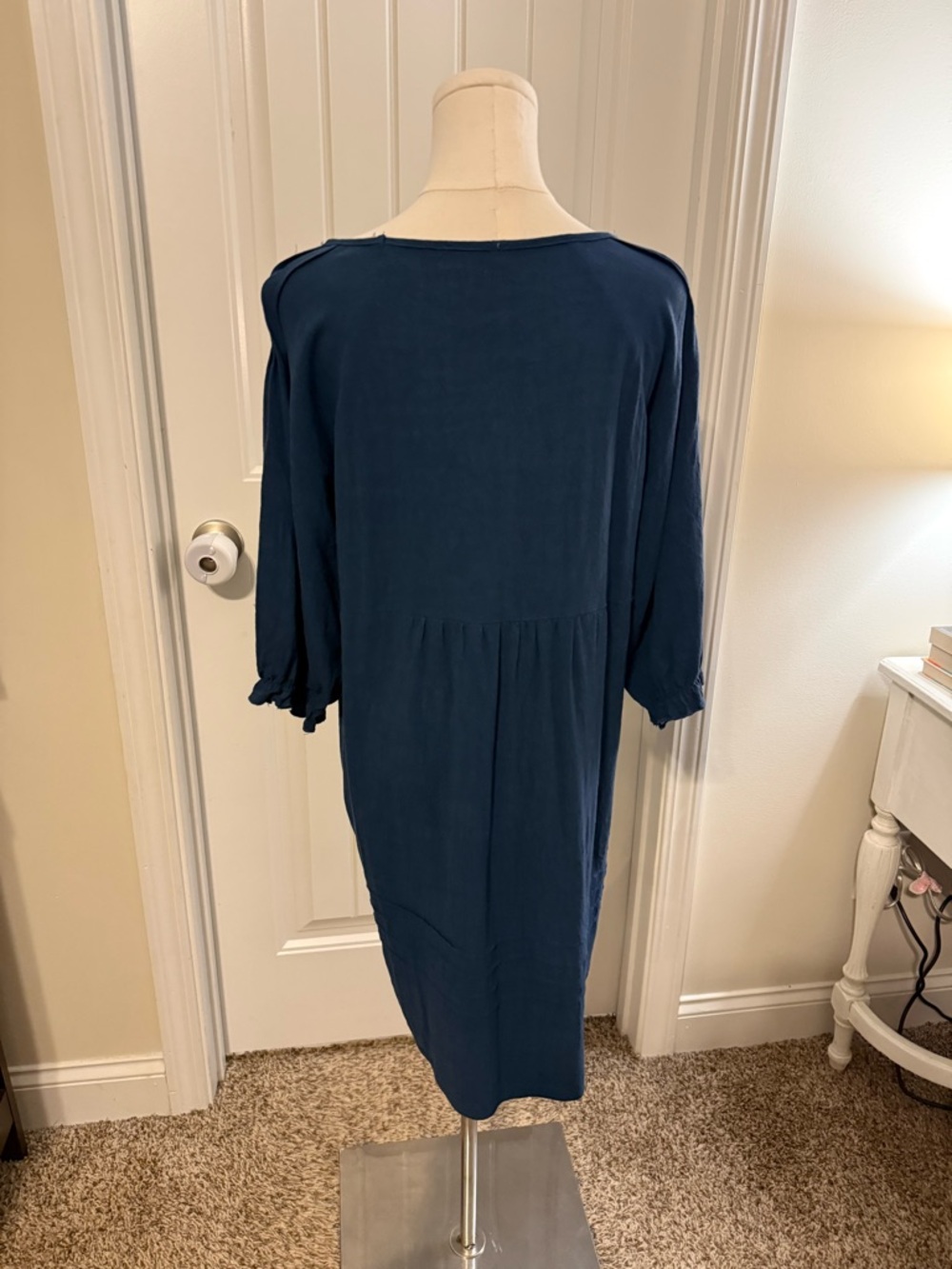 Umgee Navy Blue Linen Blend Dress - Picture 5 of 13